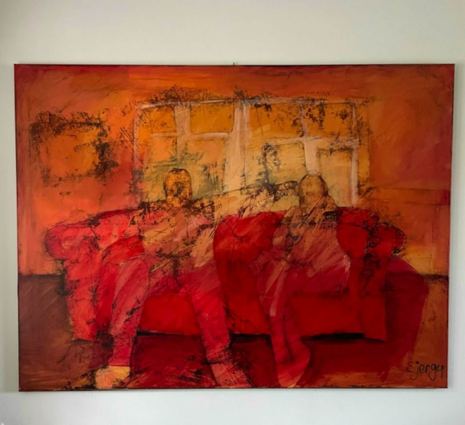 Buy Sjer Jacobs - Olieverfschilderij "Bankstel"? Bid from 700!