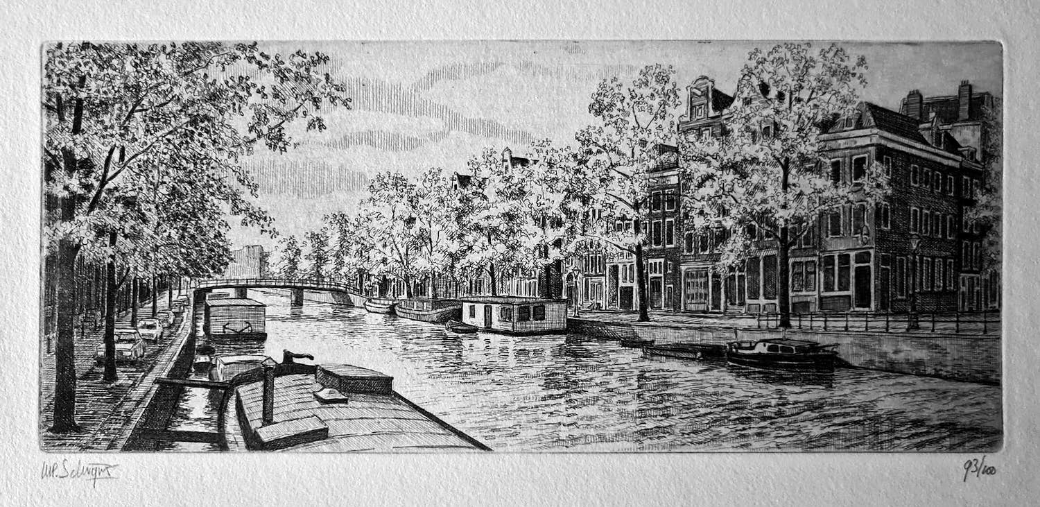 Michiel Schrijver - ets - Gracht Amsterdam - 21109 kopen? Bied vanaf 25!
