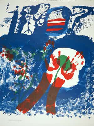 Jef Diederen - Linosnede, Zonder titel verkocht voor € 1!