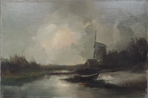 Niet of onleesbaar gesigneerd - Landschap met Molen - Olieverf kopen? Bied vanaf 1!
