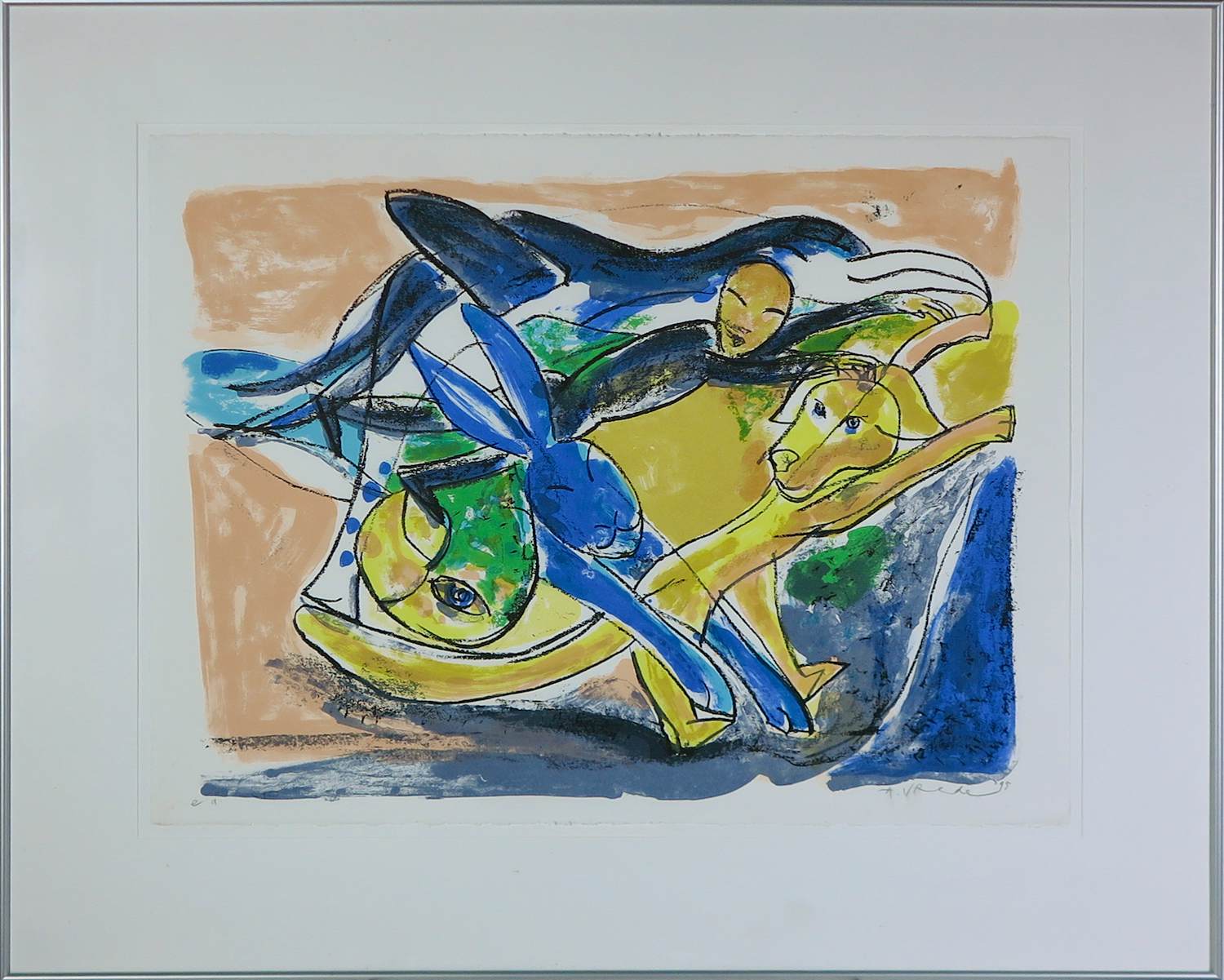 Anton Vrede - Zeefdruk, Zonder titel - Ingelijst kopen? Bied vanaf 60!