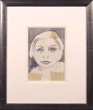 Sandrine Lambert - Aquarel en pen, Portret verkocht voor € 35!