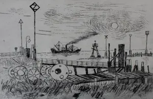 Jos van den Berg - Ets: Aanlegsteiger IJmuiden- 1965 kaufen? Bieten Sie von 35!