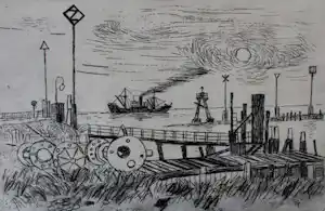 Buy Jos van den Berg - Ets: Aanlegsteiger IJmuiden- 1965? Bid from 35!