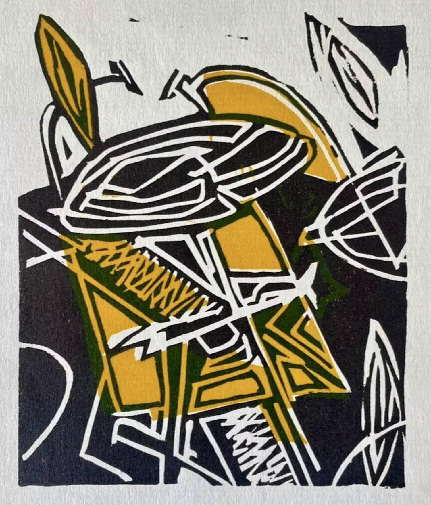 Hannah Höch - "Die Nacht kommt" / "Der Tag beginnt". 2 farbige Original-Linolschnitte verkocht voor € 100!