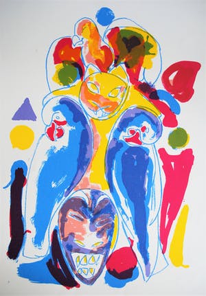 Anton Vrede - Ah-humm - zeefdruk met een tropische voorstelling kopen? Bied vanaf 25!