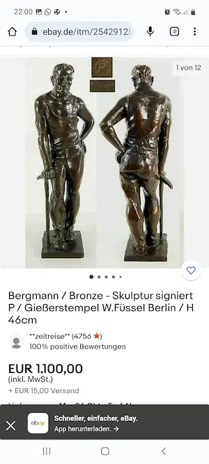 Brons (Onbekend) - Monogram P, bronsgieterij W. Füssel Berlin. kopen? Bied vanaf 300!