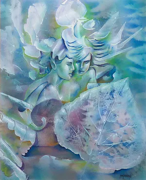 Frans Erkelens - Gemengde techniek op papier, Elrona + Elrod - Ingelijst kopen? Bied vanaf 1!