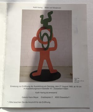 Keith Haring - Signatuur en tekening op uitnodiging Galerie Hans Mayer - Ingelijst kopen? Bied vanaf 1!