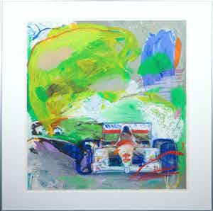 Jan van Diemen - Pastelkrijt, Formule I - Ingelijst verkocht voor € 1!