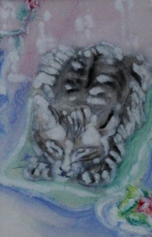 Armand Bouten - Ingelijste aquarel: de intelligente en charmante kat kopen? Bied vanaf 599!