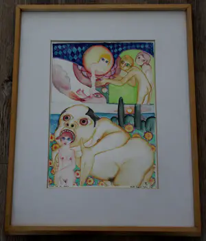 Robert Zeppel-Sperl - Aquarel: surrealistische compositie met figuren - 1989 kopen? Bied vanaf 595!