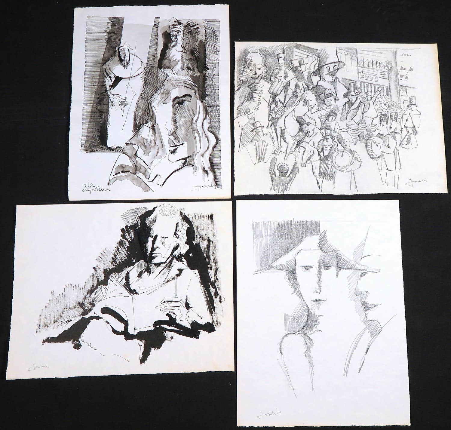 Joe Wols - Lot van vier tekeningen, Figuren kopen? Bied vanaf 1!