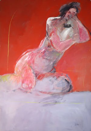 Franscz Witte - Acryl op board, Zittend naakt (Groot) kopen? Bied vanaf 1!