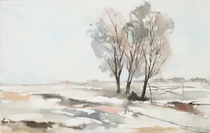Albert Grosfeld - Aquarel, Landschap met drie bomen kaufen? Bieten Sie von 40!