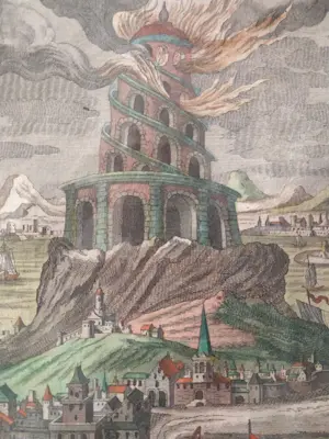 Georg Balthasar Probst - Zicht op de brandende toren van Alexandrië in Egypte kopen? Bied vanaf 75!