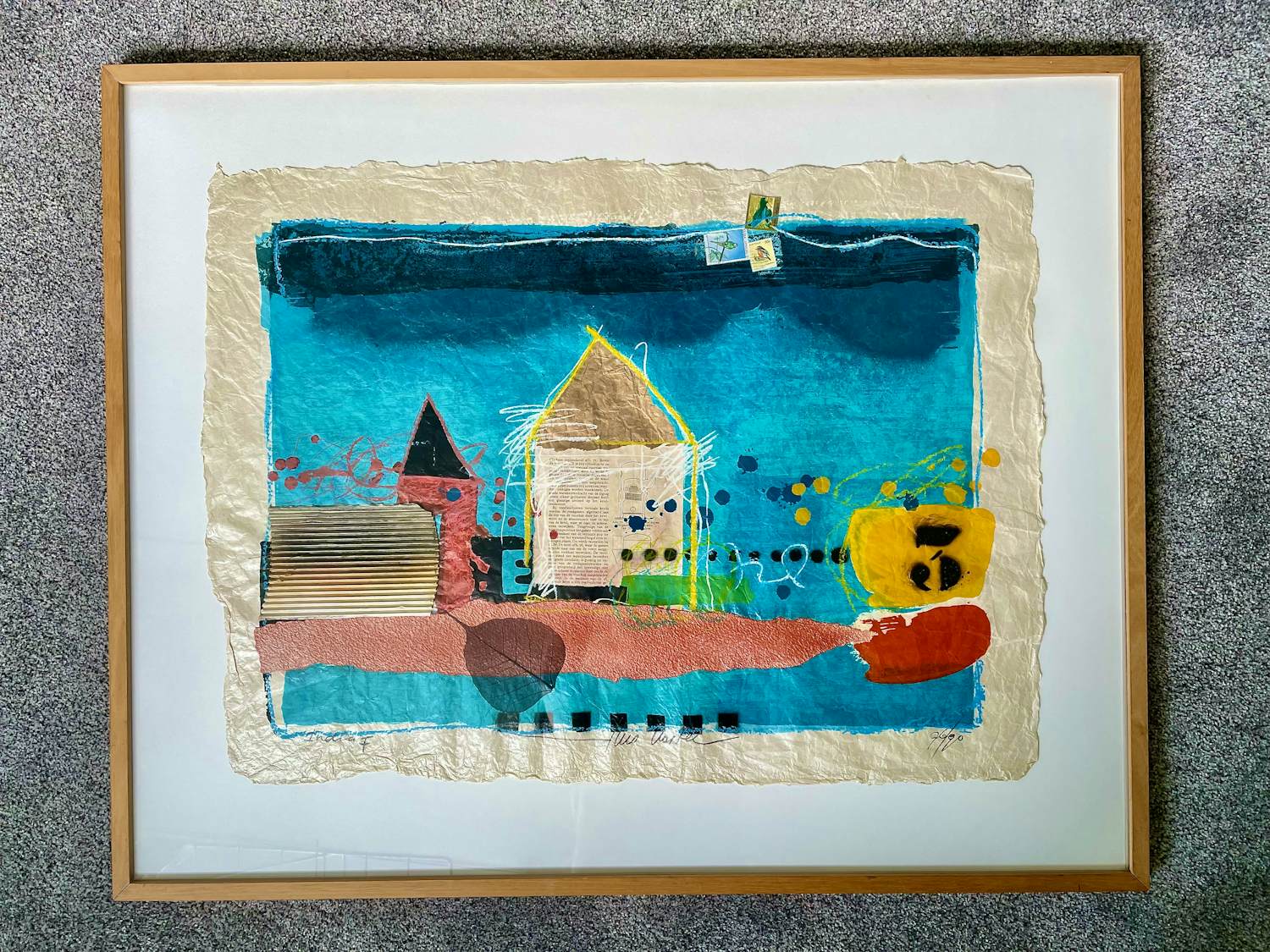 Theo Koster - Zeefdruk met collage elementen Nr. 76 - Nightfall - Ingelijst (Groot) verkocht voor € 75!