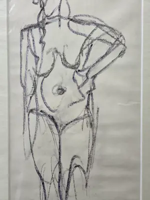 Paula Ceusters - Naakt. Staande vrouw. Krijt. kopen? Bied vanaf 39!