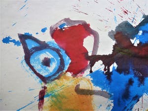 Anton Heyboer - De oervogel .Mooie kleurige krachtige schildering . kopen? Bied vanaf 300!