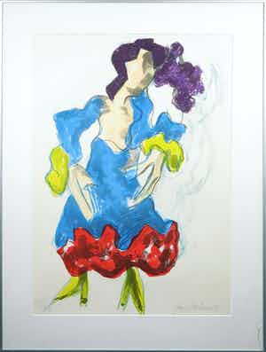 Jan Sierhuis - Litho, Flamenco - Ingelijst verkocht voor € 60!