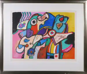 Jan Cobbaert - Zeefdruk, Abstracte figuren - Ingelijst (Groot) vendu pour 345€ !