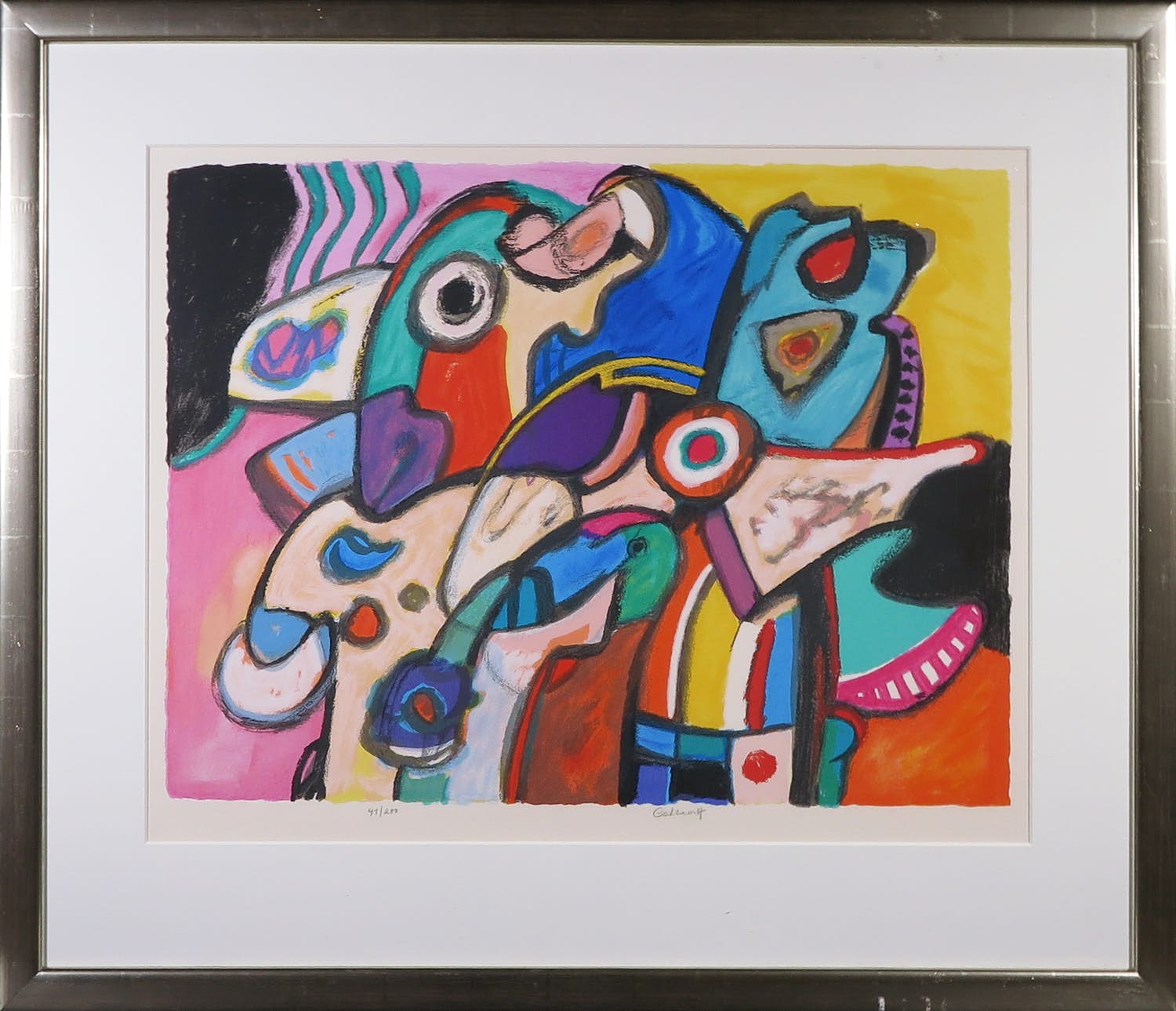 Jan Cobbaert - Zeefdruk, Abstracte figuren - Ingelijst (Groot) kopen? Bied vanaf 250!