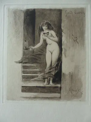 Joseph Apoux - Ets, " Good Evening ". Ca .1860, gedrukt door Pincebourde ed kopen? Bied vanaf 50!