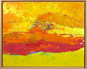 Franscz Witte - Acryl op board, Zonnig Aspromonte - Ingelijst verkocht voor € 1!