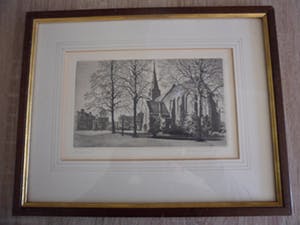 Maarten Langbroek - Ets. Titel, "Oude Kerk te Rijswijk (ZH)". kopen? Bied vanaf 15!
