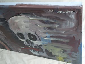 Peter Klashorst - Acrylverf op doek , “Vrouw met Schedel” - GROOT – 2018 – 55 x 100 cm kopen? Bied vanaf 375!