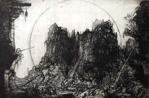 Dirkje Kuik - Rotslandschap, ets verkocht voor € 60!