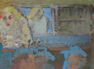 Peter Polderman - Ingelijst , Tempera , In het Café 1 – 1990 - Lijst, 78 x 97 cm kopen? Bied vanaf 150!