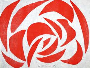 Carel Visser - Houtdruk, Roos 1 verkocht voor € 100!