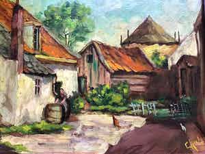 Niet of onleesbaar gesigneerd - Boerenerf verkocht voor € 1!