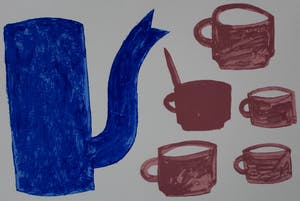 Klaas Gubbels - Zeefdruk: kan met kopjes - 2005 kopen? Bied vanaf 275!