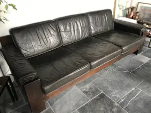 Leolux - Leolux bank / sofa, vintage design - hout en leer 1970's kopen? Bied vanaf 1!