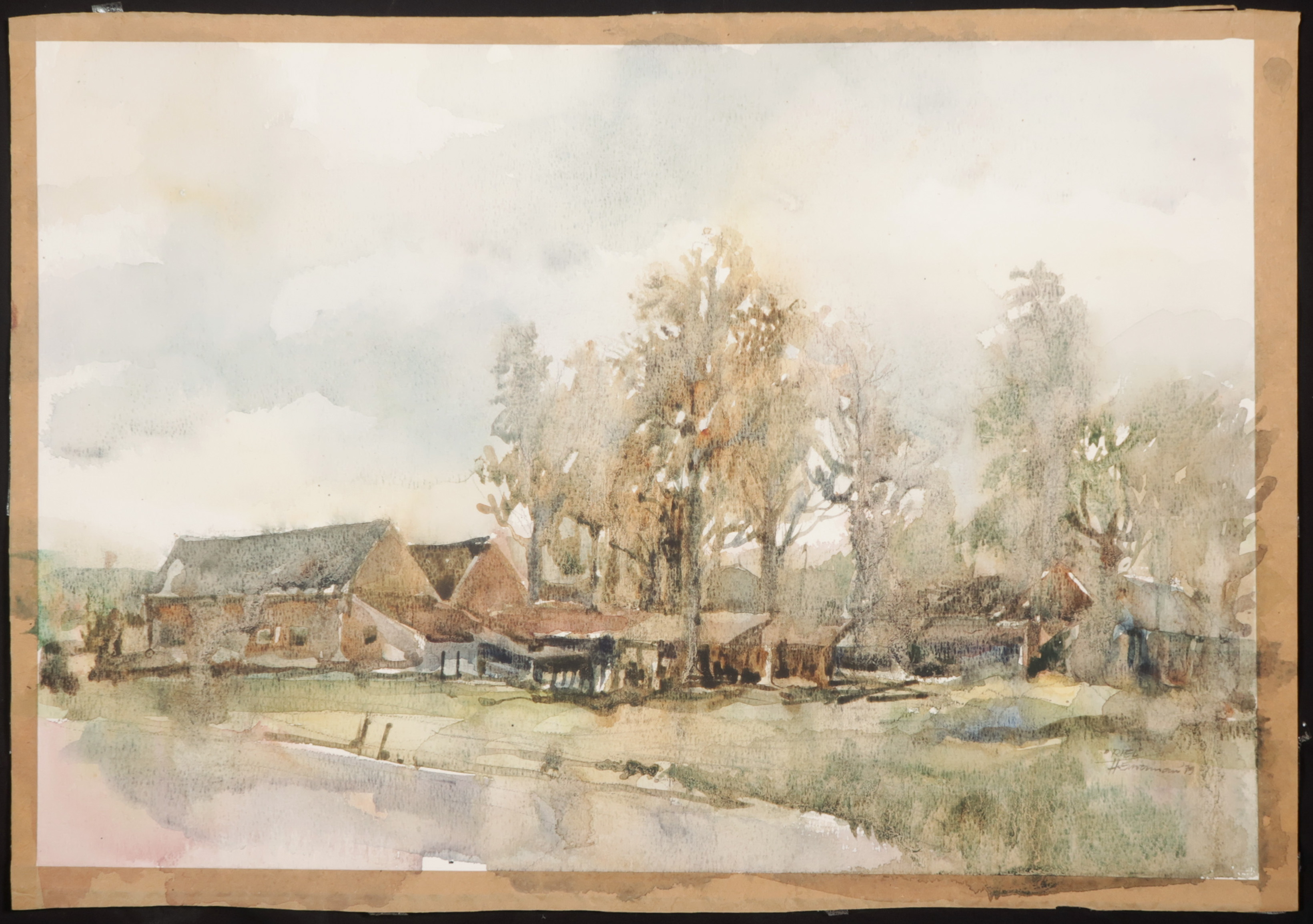 Hen Euverman - Aquarel, Riel kopen? Bied vanaf 1!