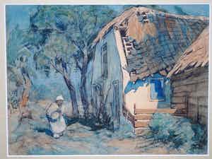 Bernard Schregel - Zonnige landelijke scene - hoge kwaliteit aquarel verkocht voor € 150!