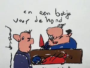 Herman Brood - Kleurenzeefdruk, genummerde oplage | 'Een botje voor de hond' | 2000 kopen? Bied vanaf 1!