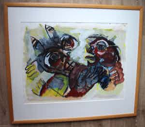 John Lie a Fo - Acryl op papier - 1987 verkocht voor € 275!