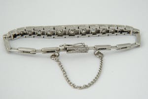 1277 - 14 krt "Art-Deco" witgoud en diamanten dames armband ca1.00ct kopen? Bied vanaf 670!