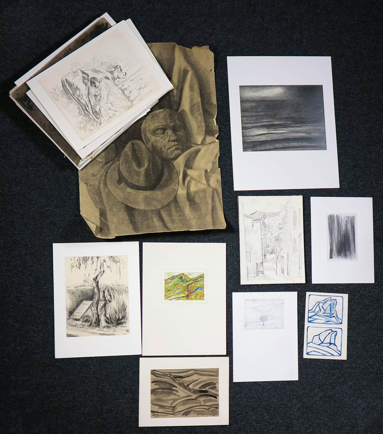 Janus Nuiten - Verschillende technieken, Lot van 59 diverse landschappen kopen? Bied vanaf 100!