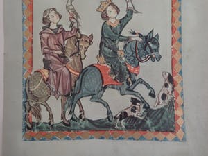 Niet of onleesbaar gesigneerd - Afbeeldingen van middeleeuwse Minnesangers kopen? Bied vanaf 1!