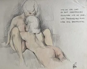 Rolfdieter Schiedrum - Erotik - Lesbische Szene - Original Aquarell mit Bleistift - signiert kopen? Bied vanaf 80!