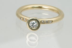 1307 - Elegante 14krt geel-gouden & diamanten (0.25ct) dames fantasie ring kopen? Bied vanaf 170!