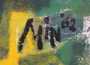 Mart Min - Olieverf op jute, Abstracte compositie - Ingelijst kopen? Bied vanaf 350!