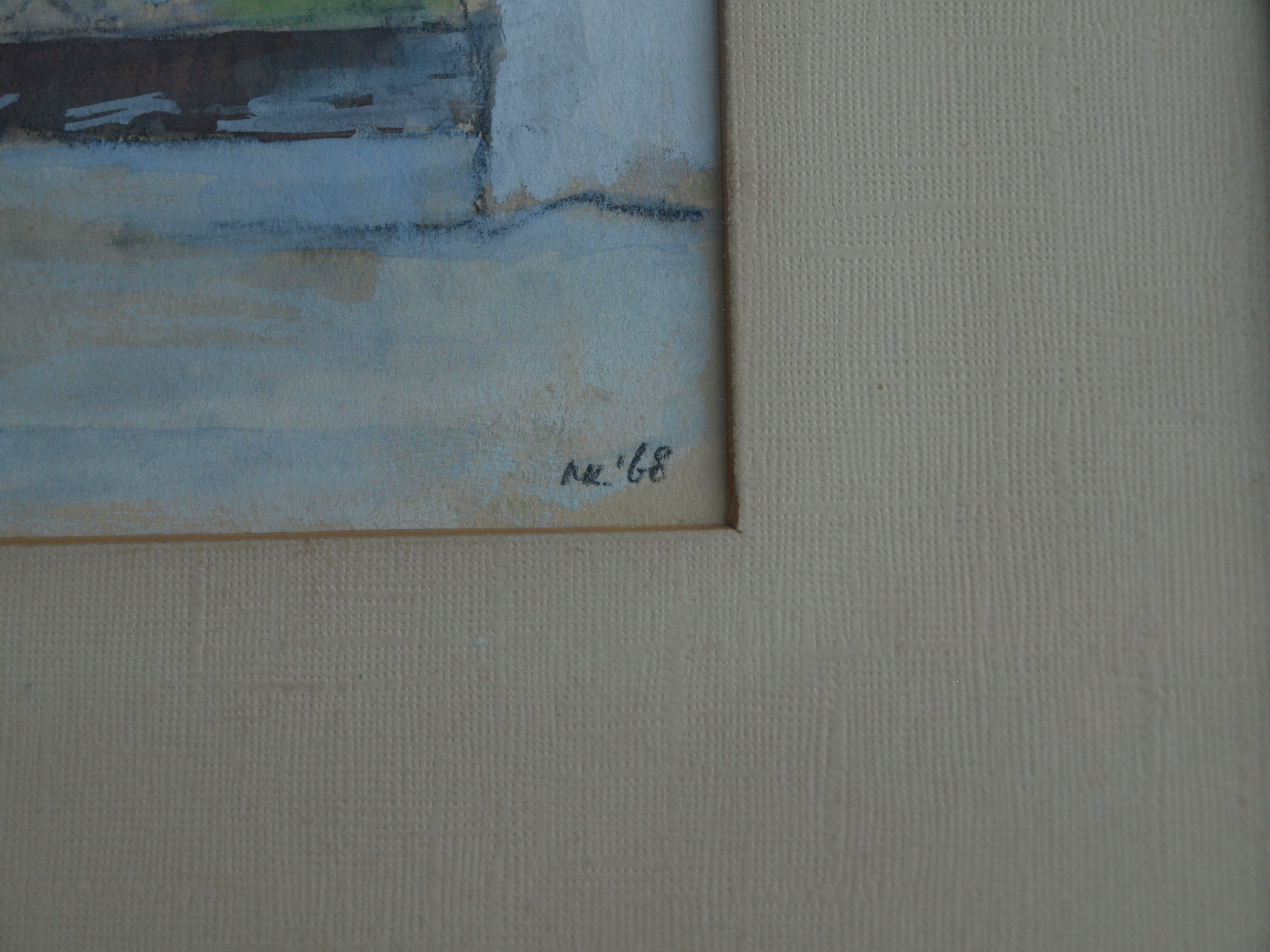 Niet of onleesbaar gesigneerd - Gemengde techniek , Dorpsgezicht – gesigneerd & ingelijst - 1968 kopen? Bied vanaf 1!