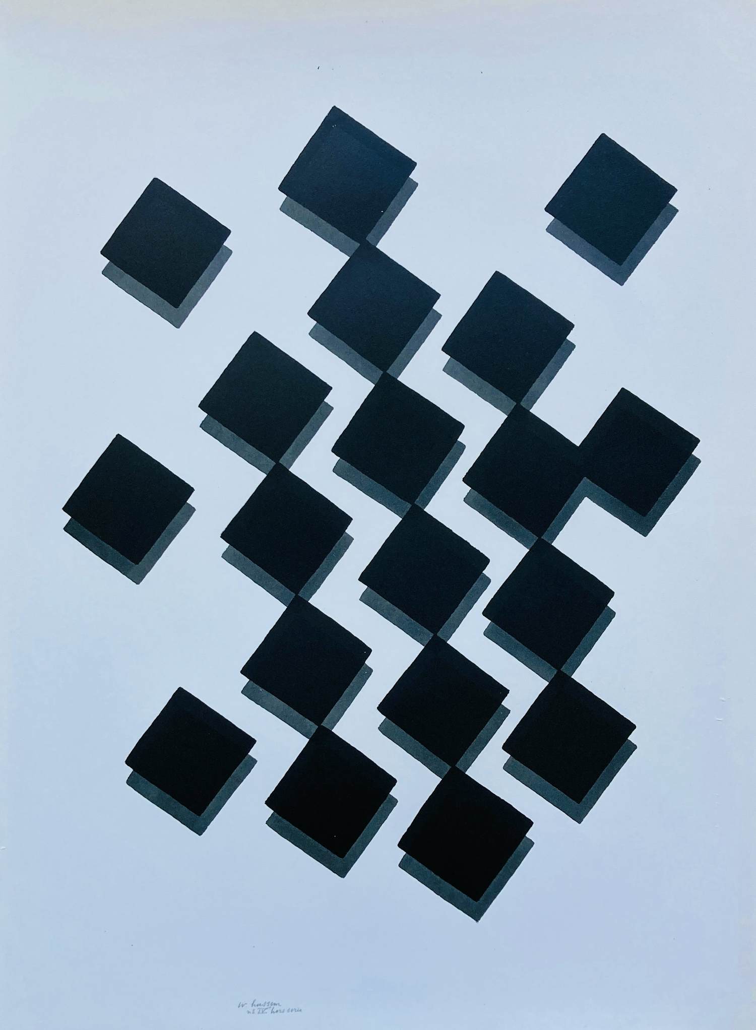 Willem Hussem - Compositie met zwart en grijze blokjes kopen? Bied vanaf 225!