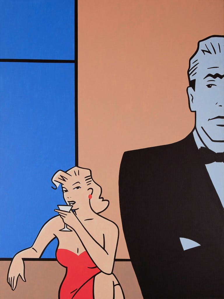 Luc Verschuuren - Cocktail - 2001 - Acrylverf op doek - Gesigneerd op achterzijde verkocht voor € 50!