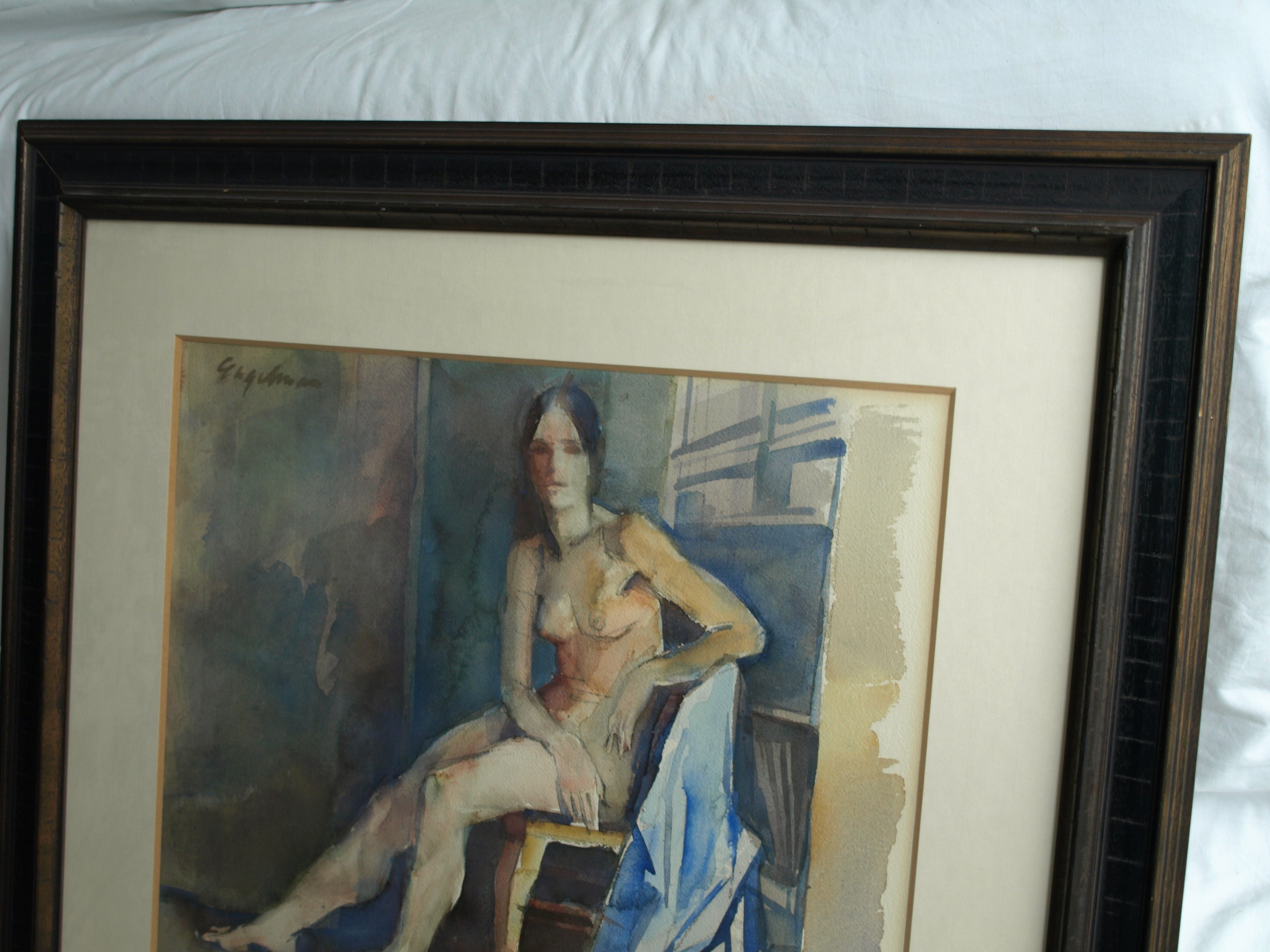 Jan Engelman - Aquarel , Naakte vrouw op een stoel – gesigneerd & ingelijst – ca 1970 kopen? Bied vanaf 100!